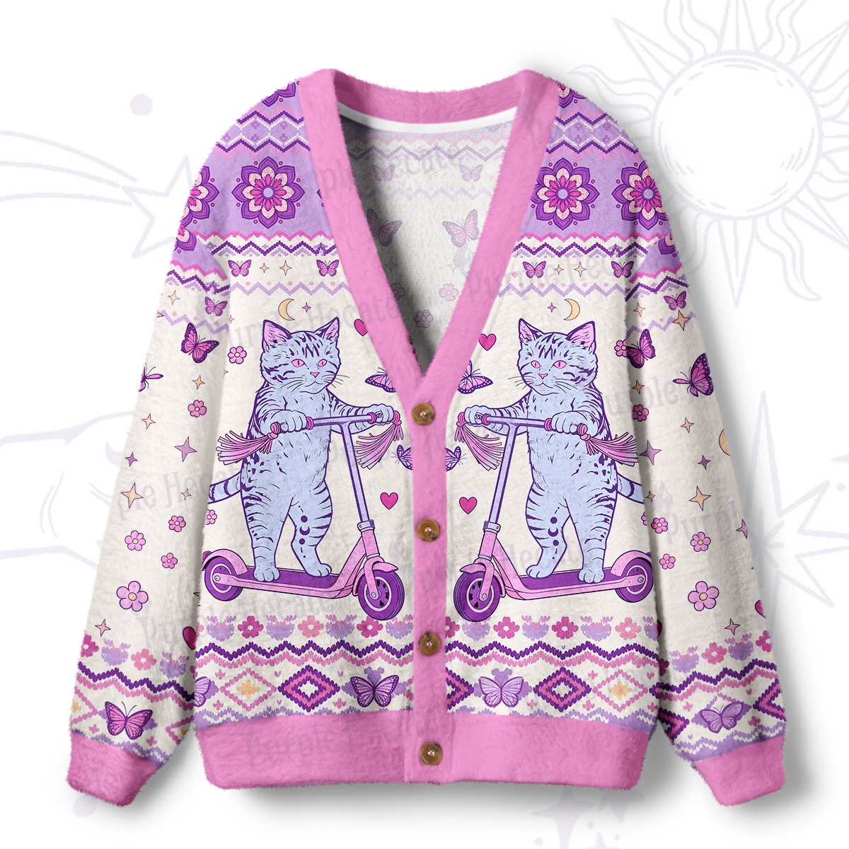 Purplehecate Off To Cause A Kerfuffle Cat Ugly Cardigan Sweaters