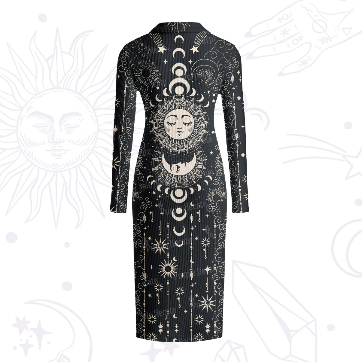 Purplehecate Lunar Eclipse Ribbed Knit Midi Dress