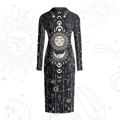 Purplehecate Lunar Eclipse Ribbed Knit Midi Dress