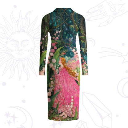 Purplehecate Mystic Secret Lily Fairy Forest Ribbed Knit Dress