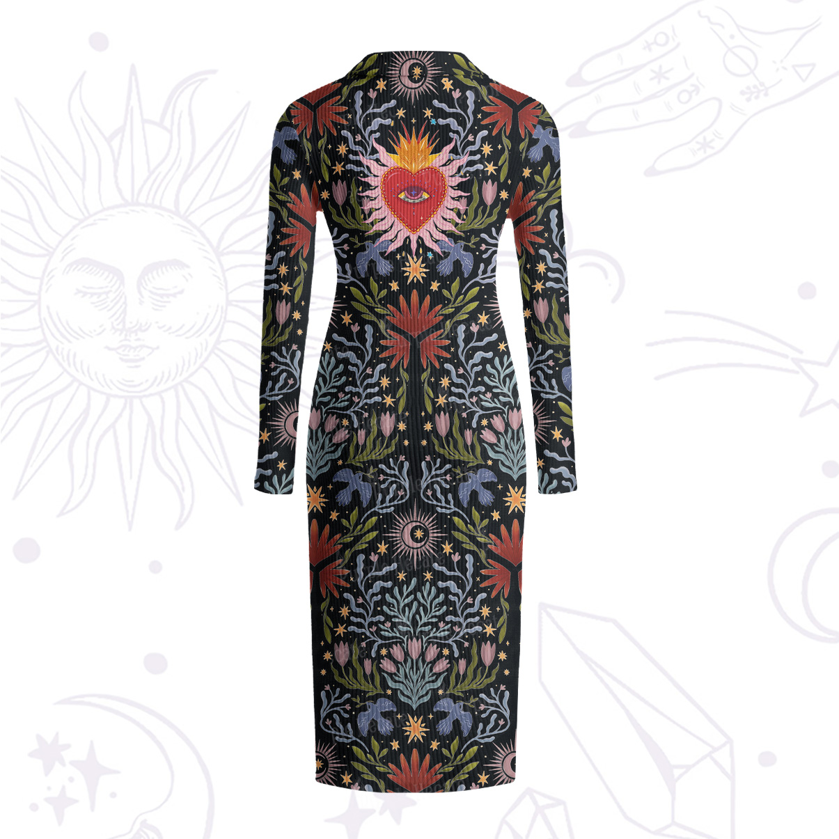 Purplehecate Sacred Flame Heart Ribbed Knit Dress