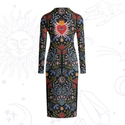 Purplehecate Sacred Flame Heart Ribbed Knit Dress