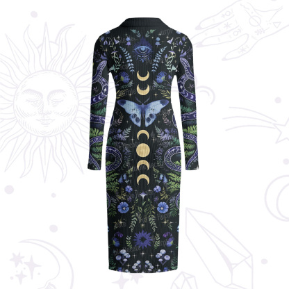 Purplehecate Moon Moth Witchery Ribbed Knit Dress