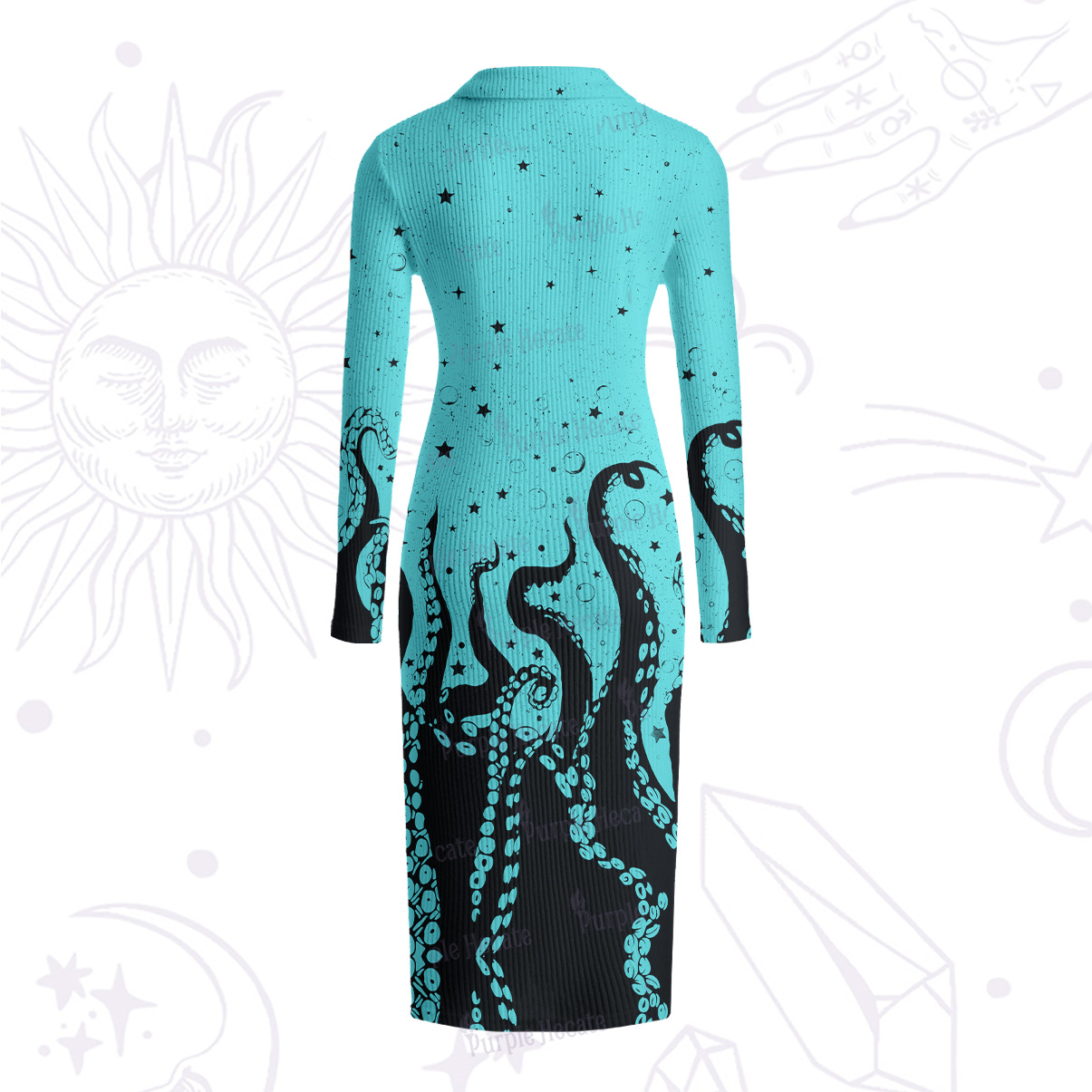 Purplehecate Tentacles of the Deep Ribbed Knit Dress