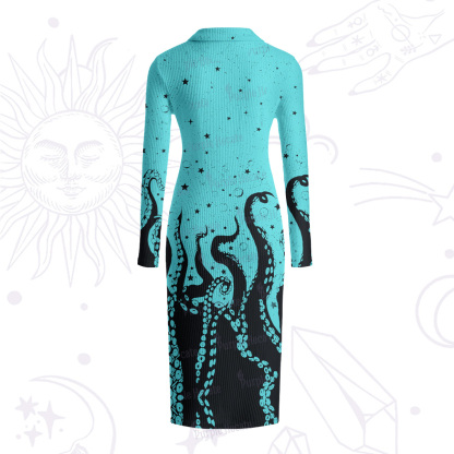Purplehecate Tentacles of the Deep Ribbed Knit Dress