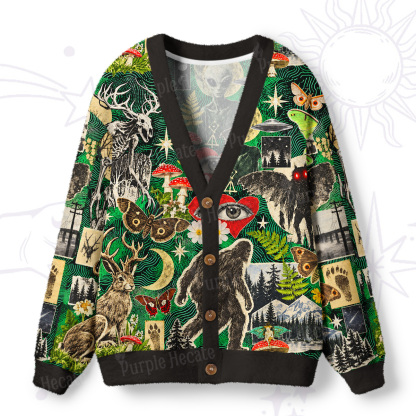 Purplehecate Alien Visitors & Forest Beasts Ugly Cardigan Sweaters