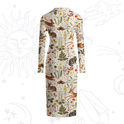 Purplehecate Enchanted Forest Animals Ribbed Knit Dress