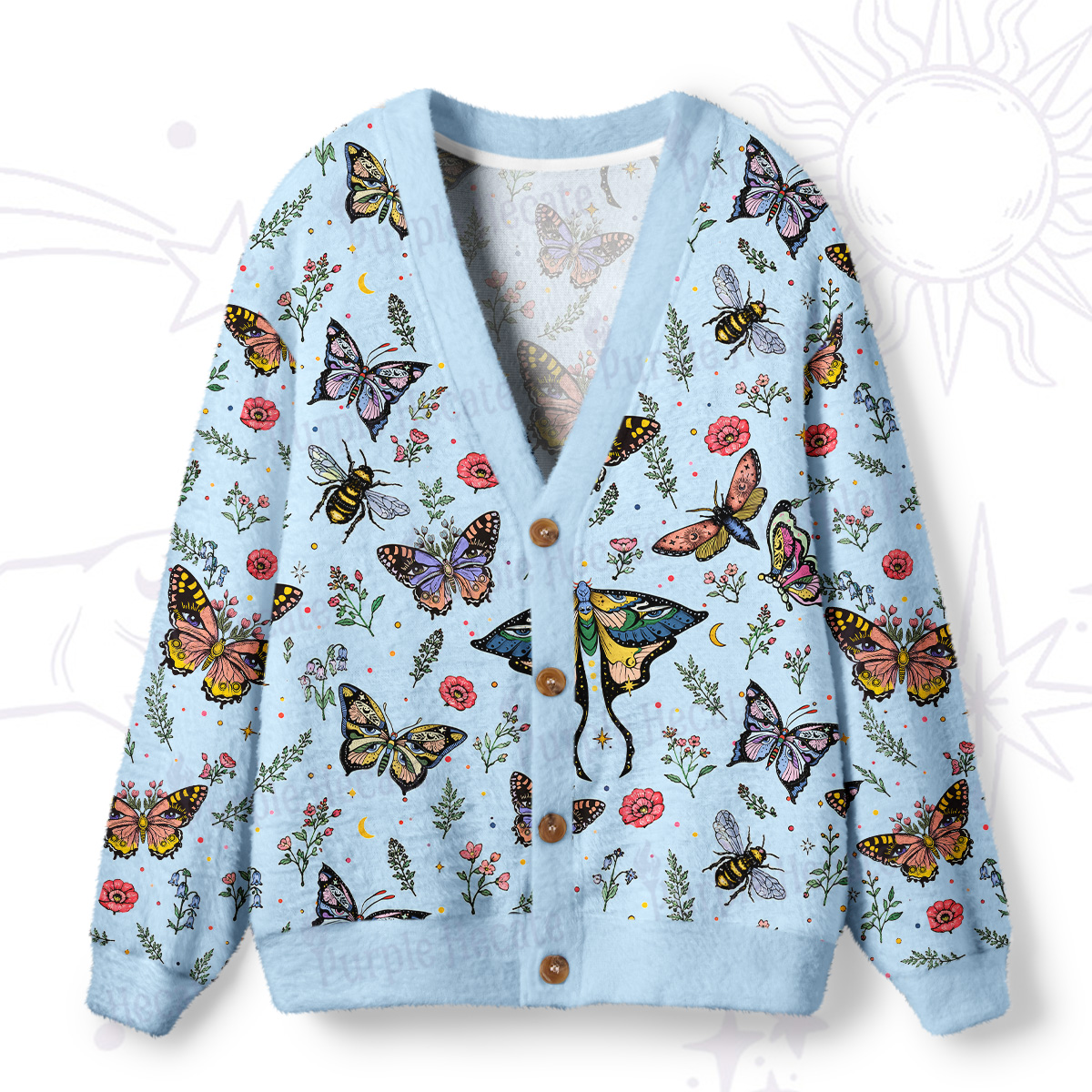 Purplehecate Mystical Moth & Butterful Ugly Cardigan Sweaters