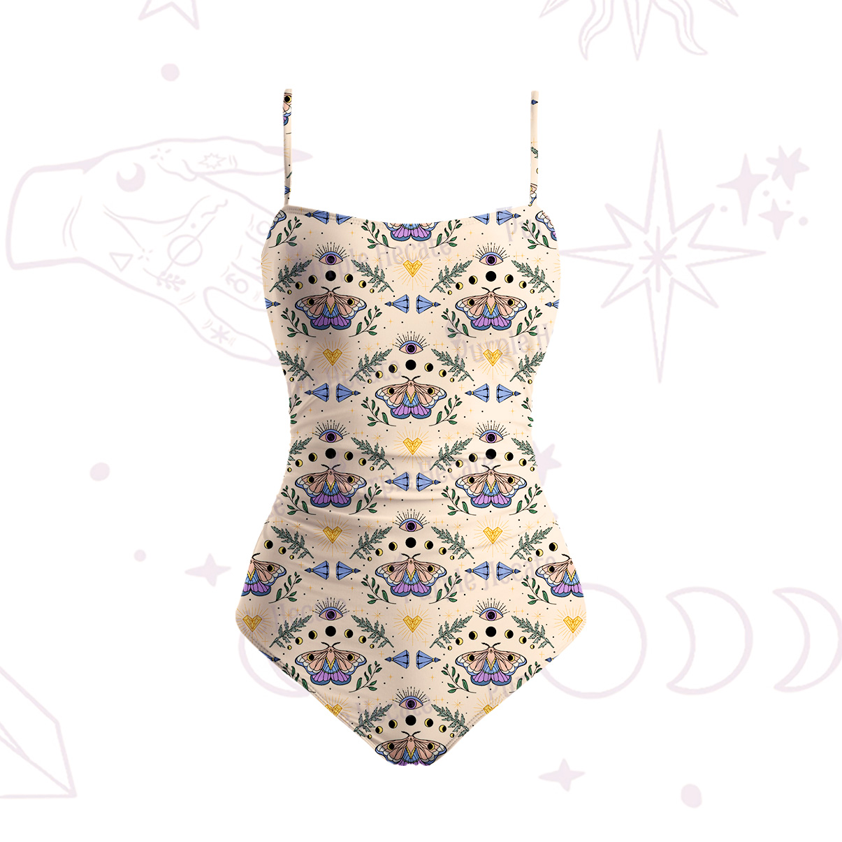 Purplehecate Luna Moth Witch Slim-Strap Swimsuit