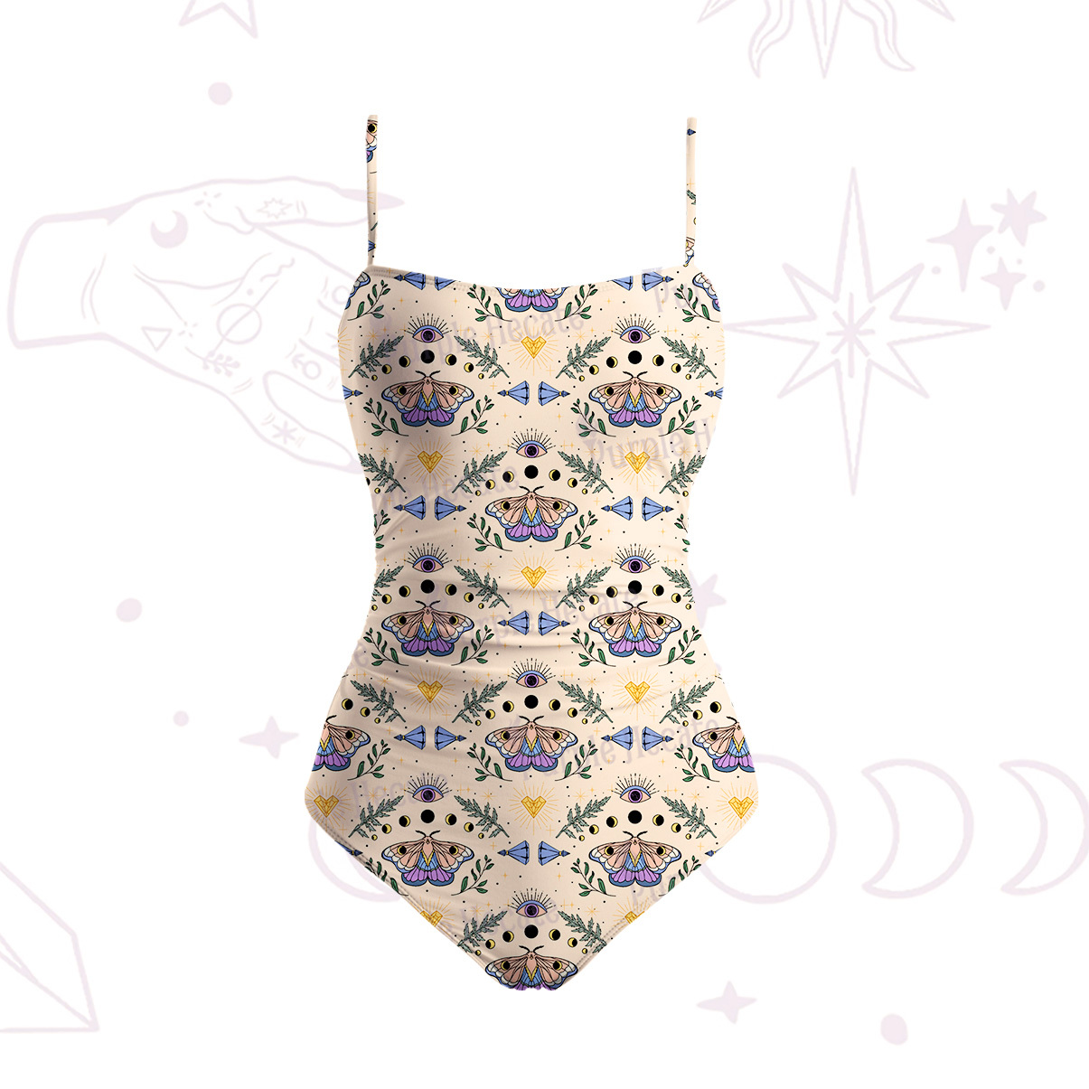 Purplehecate Luna Moth Witch Slim-Strap Swimsuit