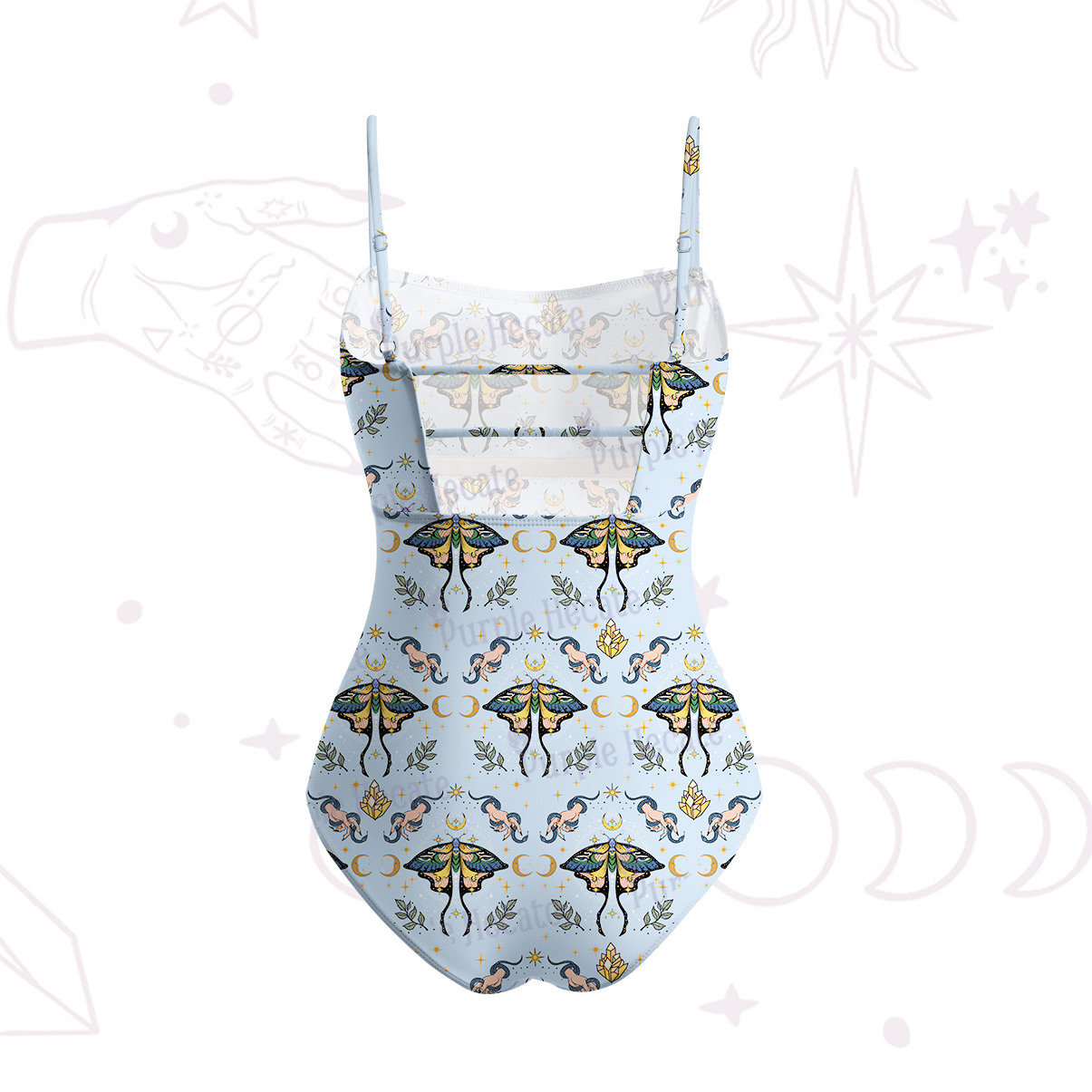 Purplehecate Mystical Moth Slim-Strap Swimsuit