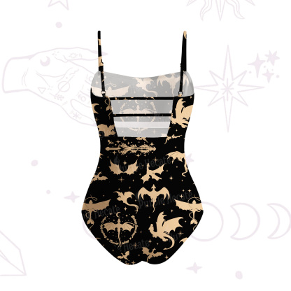 Purplehecate Fantasy Dragon Allover Slim-Strap Swimsuit