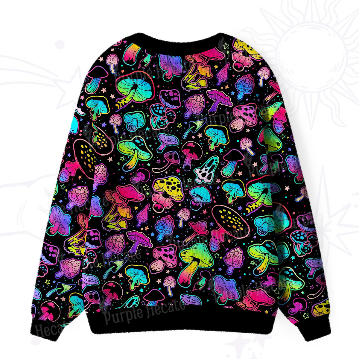 Purplehecate Psychedelic Mushroom Rave Ugly Cardigan Sweaters