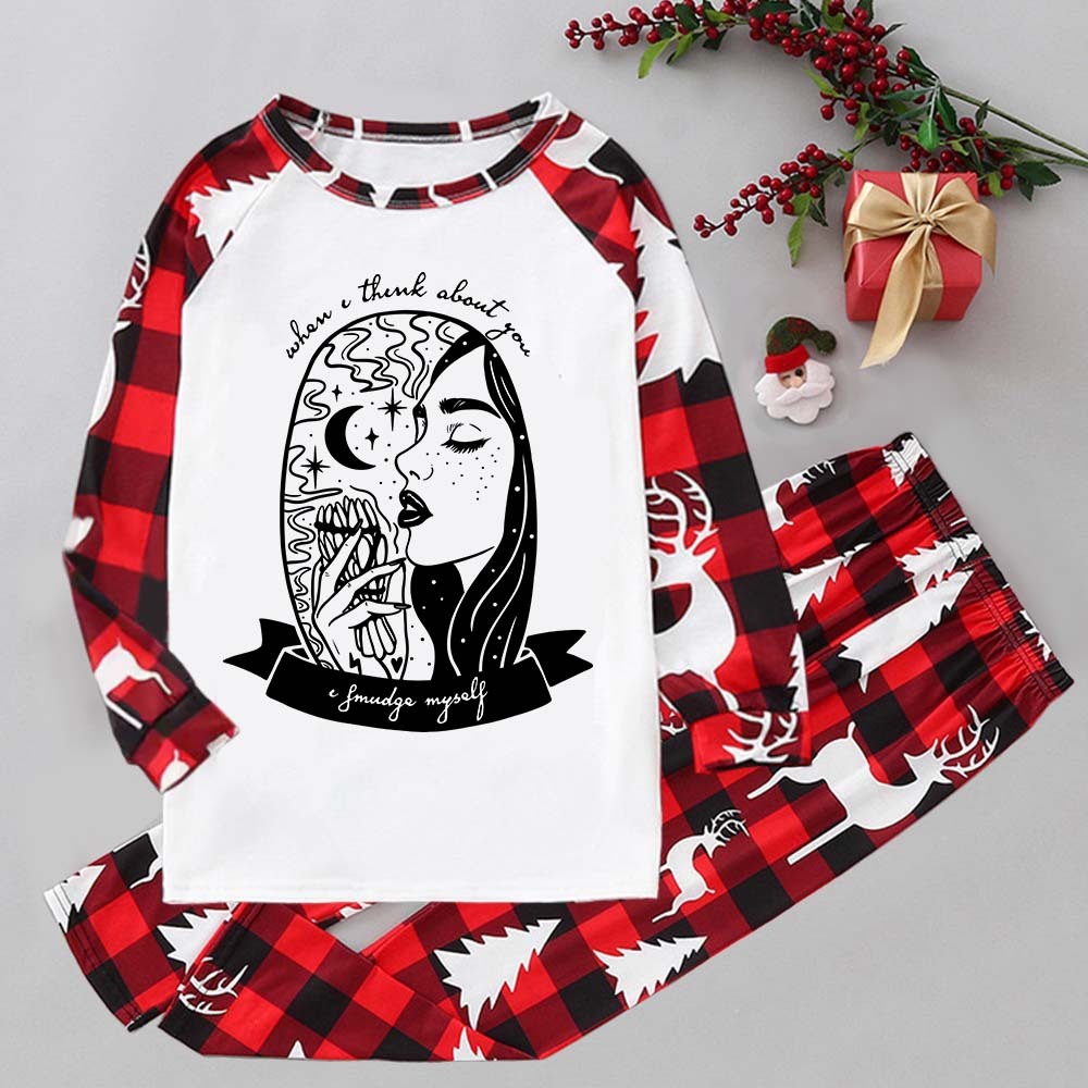 Purplehecate When I Think About You I Smudge Myself Elk Christmas Pajamas