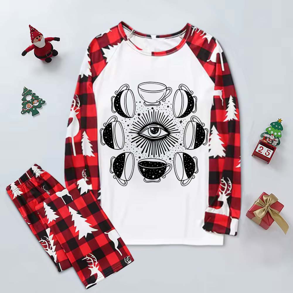 Purplehecate Moon Phase Coffee Elk Christmas Pajamas