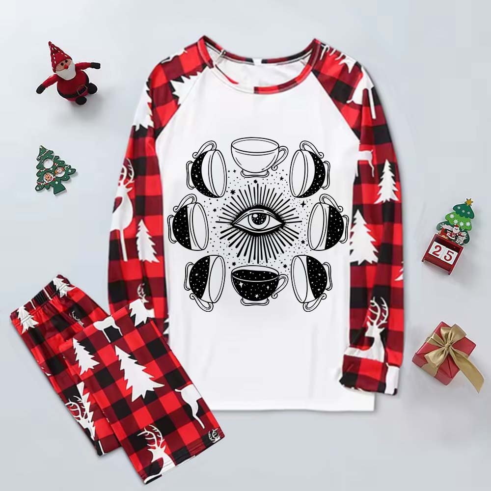 Purplehecate Moon Phase Coffee Elk Christmas Pajamas