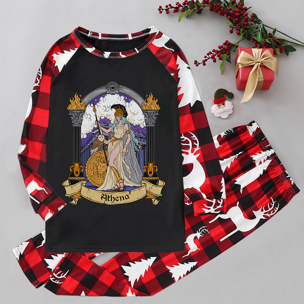 Purplehecate The Wise Goddess Athena Elk Christmas Pajamas
