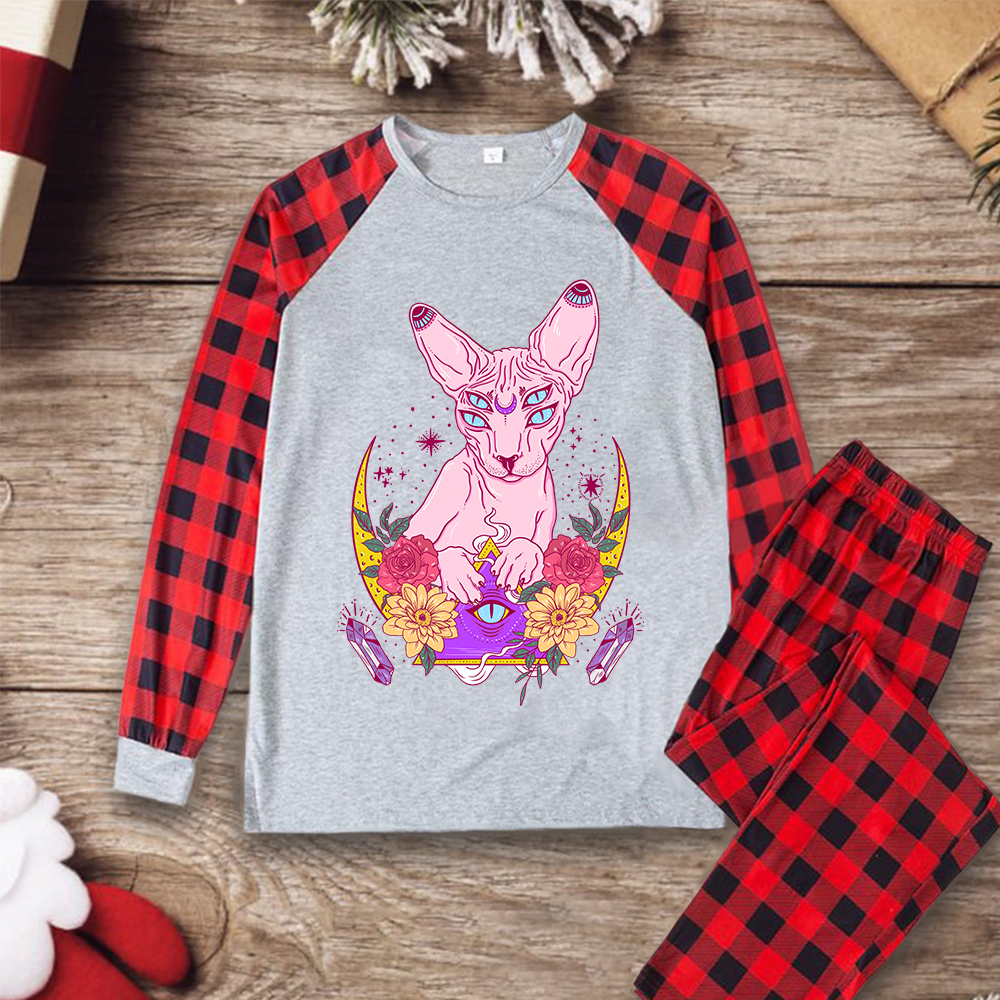 Purplehecate Moon Phase Cat Christmas Pajamas