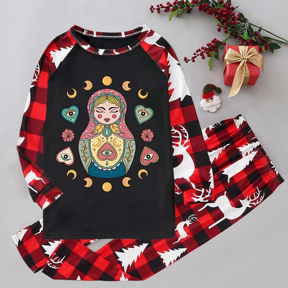 Purplehecate Nesting Doll Elk Christmas Pajamas