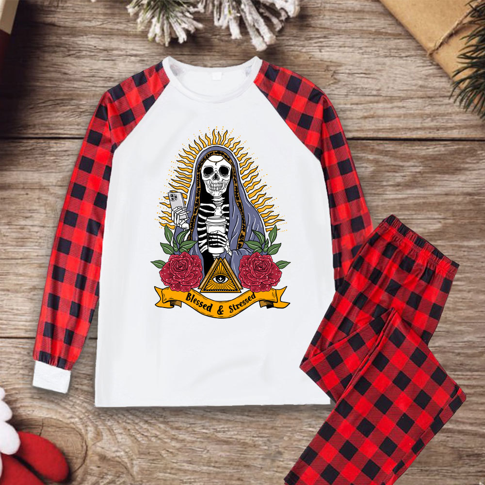 Purplehecate Blessed And Stressed Christmas Pajamas