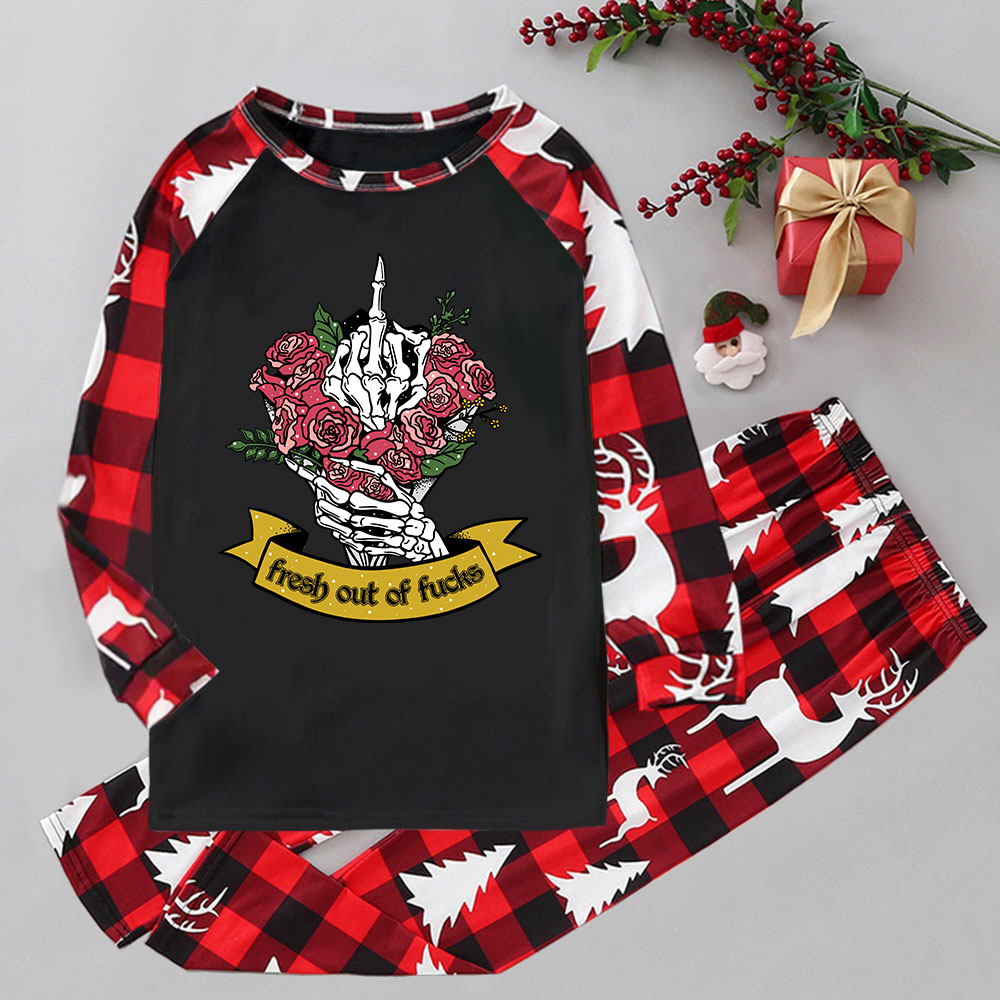 Purplehecate Fresh Out Of Fucks Elk Christmas Pajamas