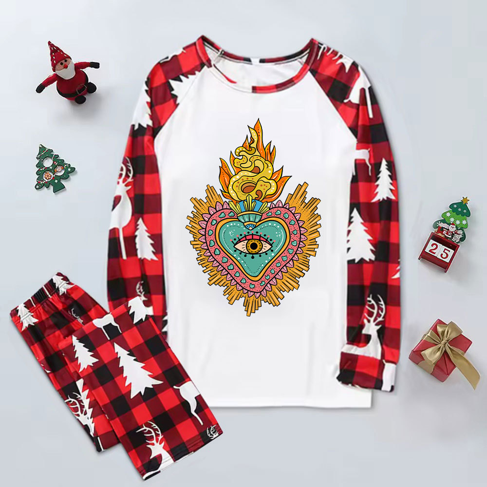 Purplehecate Rainbow Sacred Heart Elk Christmas Pajamas