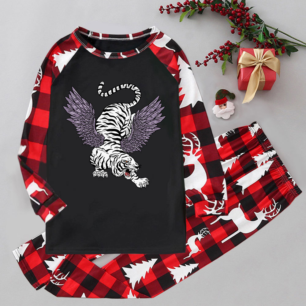 Purplehecate Tiger With Wings Elk Christmas Pajamas