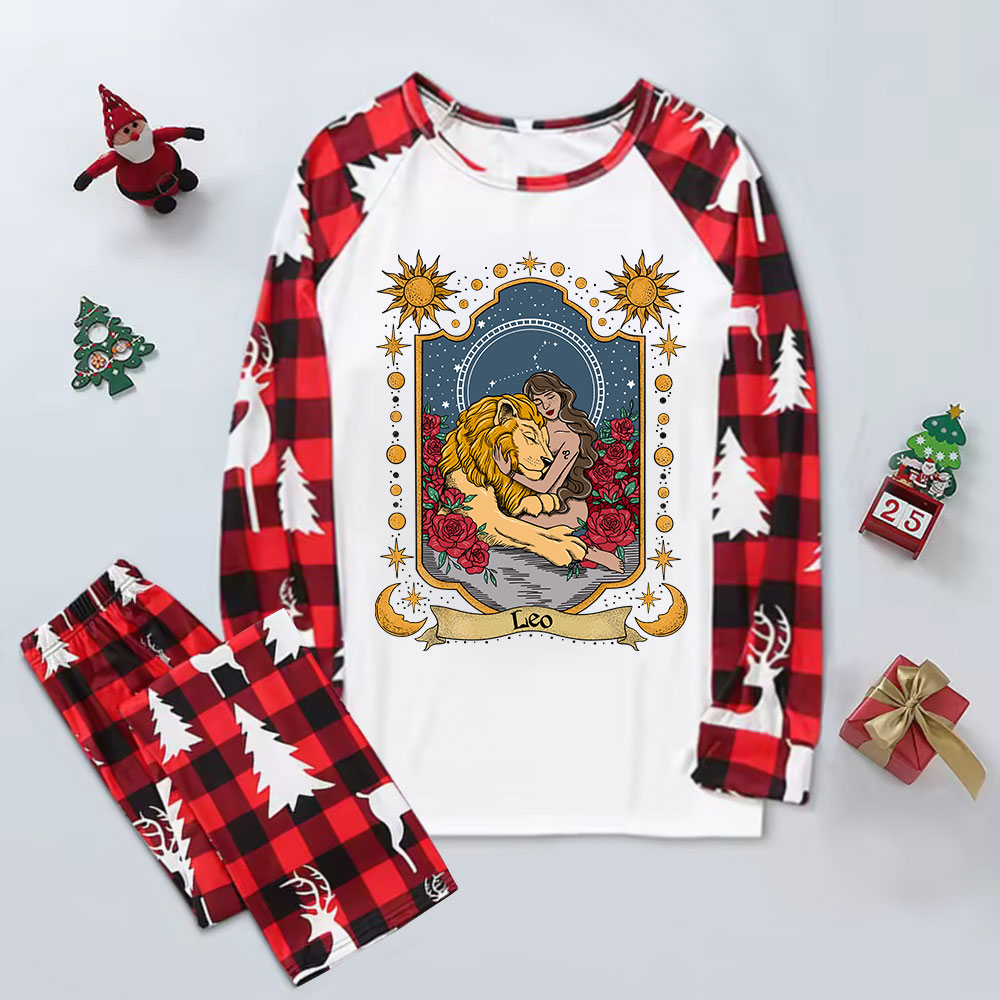 Purplehecate Leo Zodiac Elk Christmas Pajamas