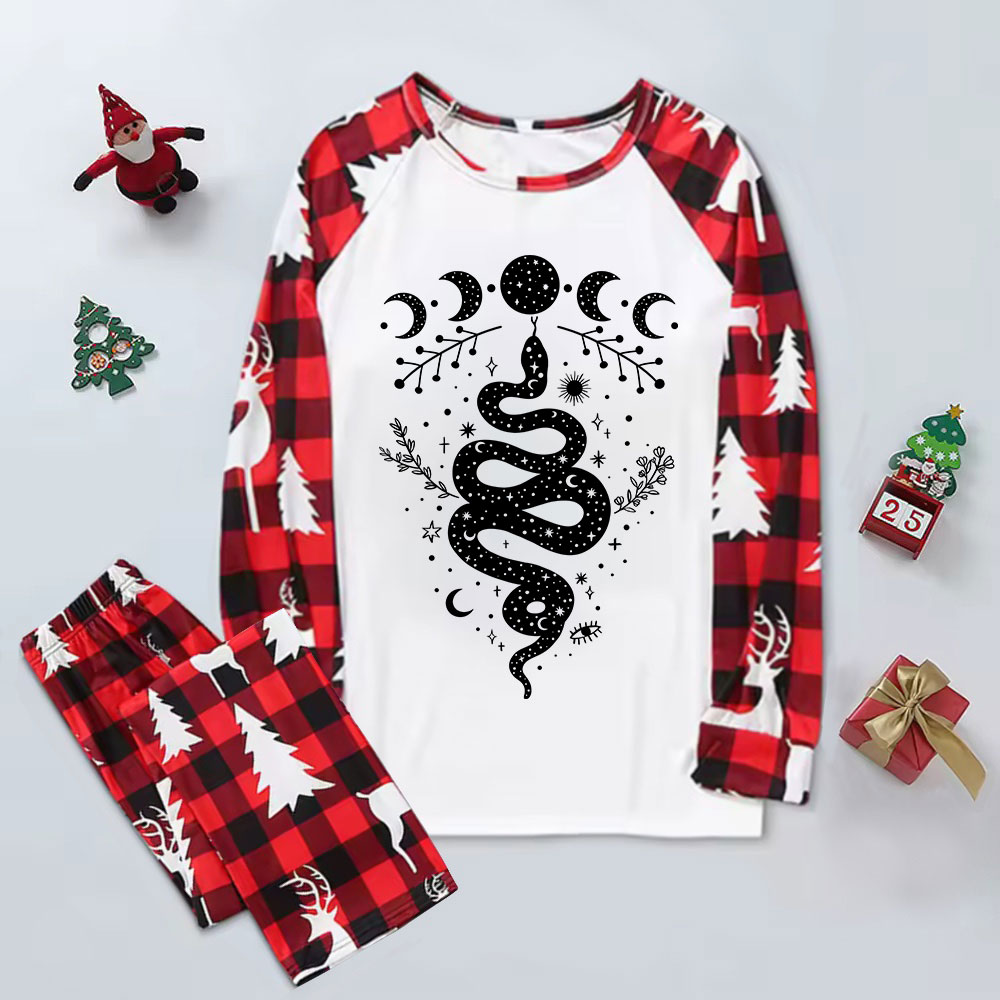 Purplehecate Snake And Moon Phase Comfort Elk Christmas Pajamas