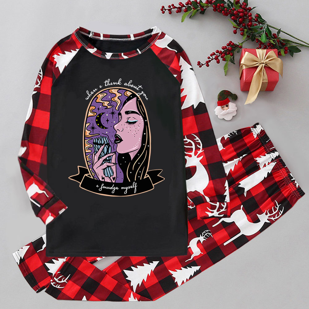 Purplehecate When I Think About You Elk Christmas Pajamas
