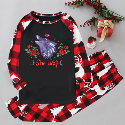 Purplehecate Moon Wolf Elk Christmas Pajamas