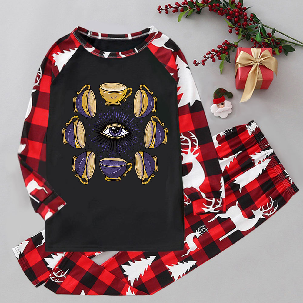 Purplehecate Moon Phase Coffee Lover Elk Christmas Pajamas