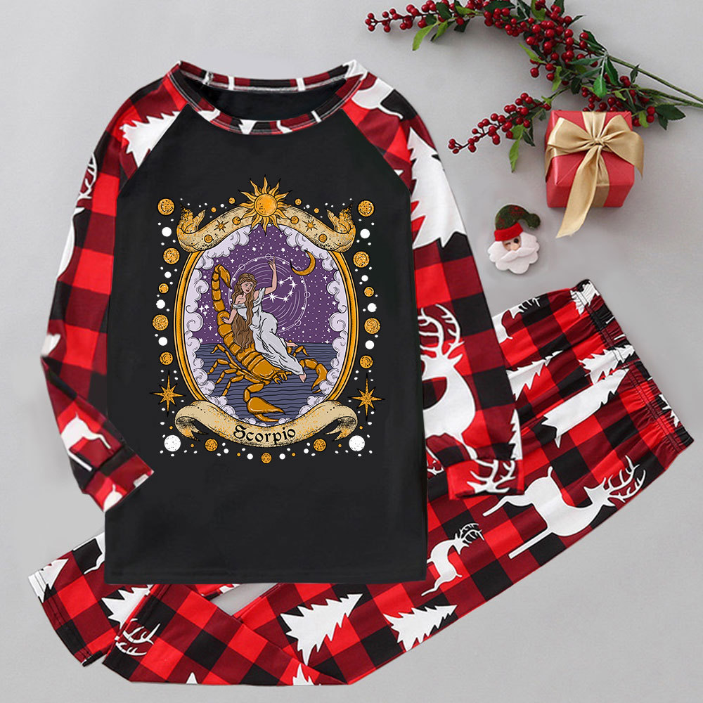Purplehecate Celestial Scorpio Zodiac Elk Christmas Pajamas