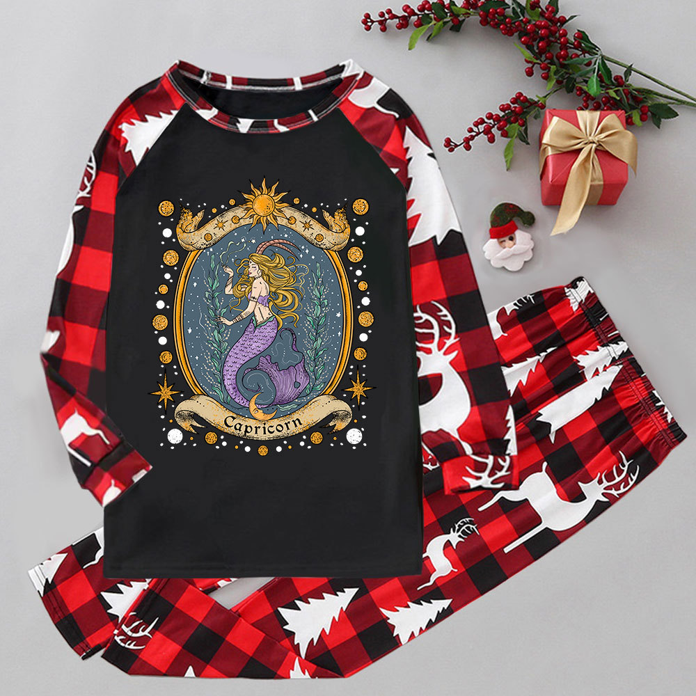 Purplehecate Celestial Capricorn Zodiac Elk Christmas Pajamas