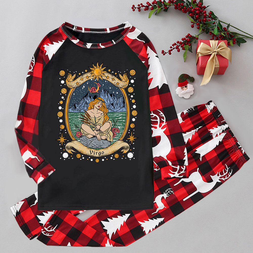 Purplehecate Celestial Virgo Zodiac Elk Christmas Pajamas