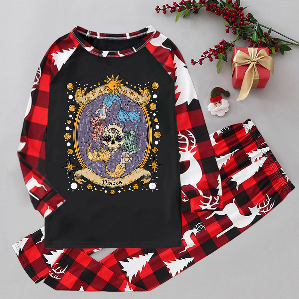 Purplehecate Celestial Pisces Zodiac Elk Christmas Pajamas