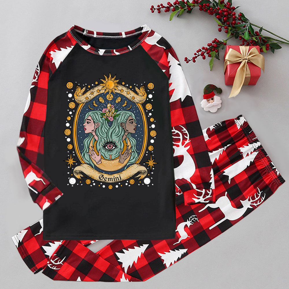 Purplehecate Celestial Gemini Zodiac Elk Christmas Pajamas