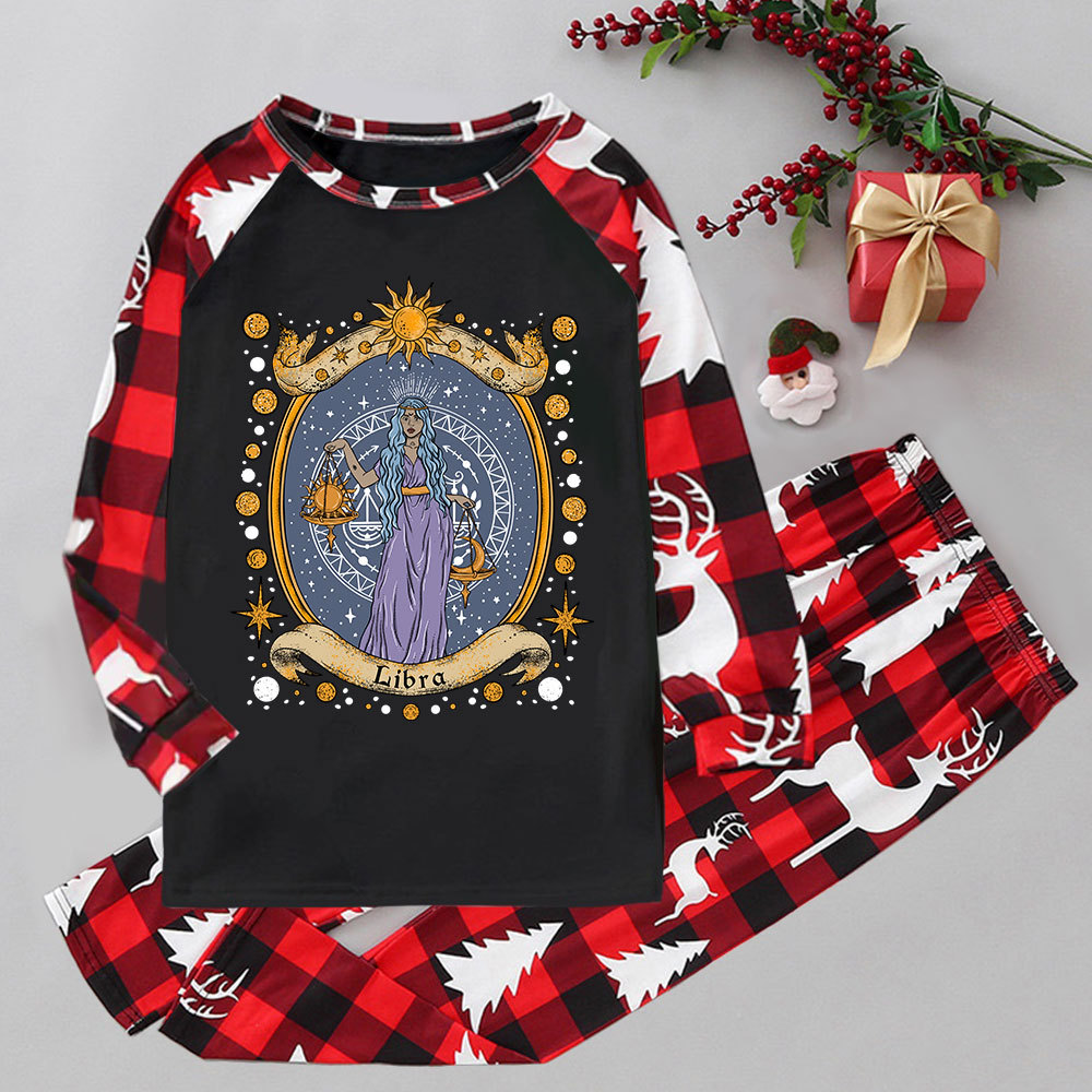 Purplehecate Celestial Libra Zodiac Elk Christmas Pajamas