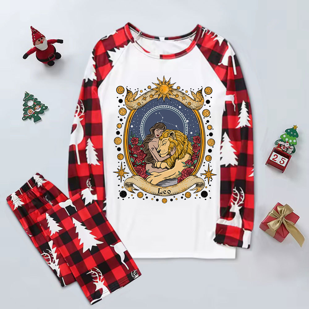 Purplehecate Celestial Leo Zodiac Elk Christmas Pajamas
