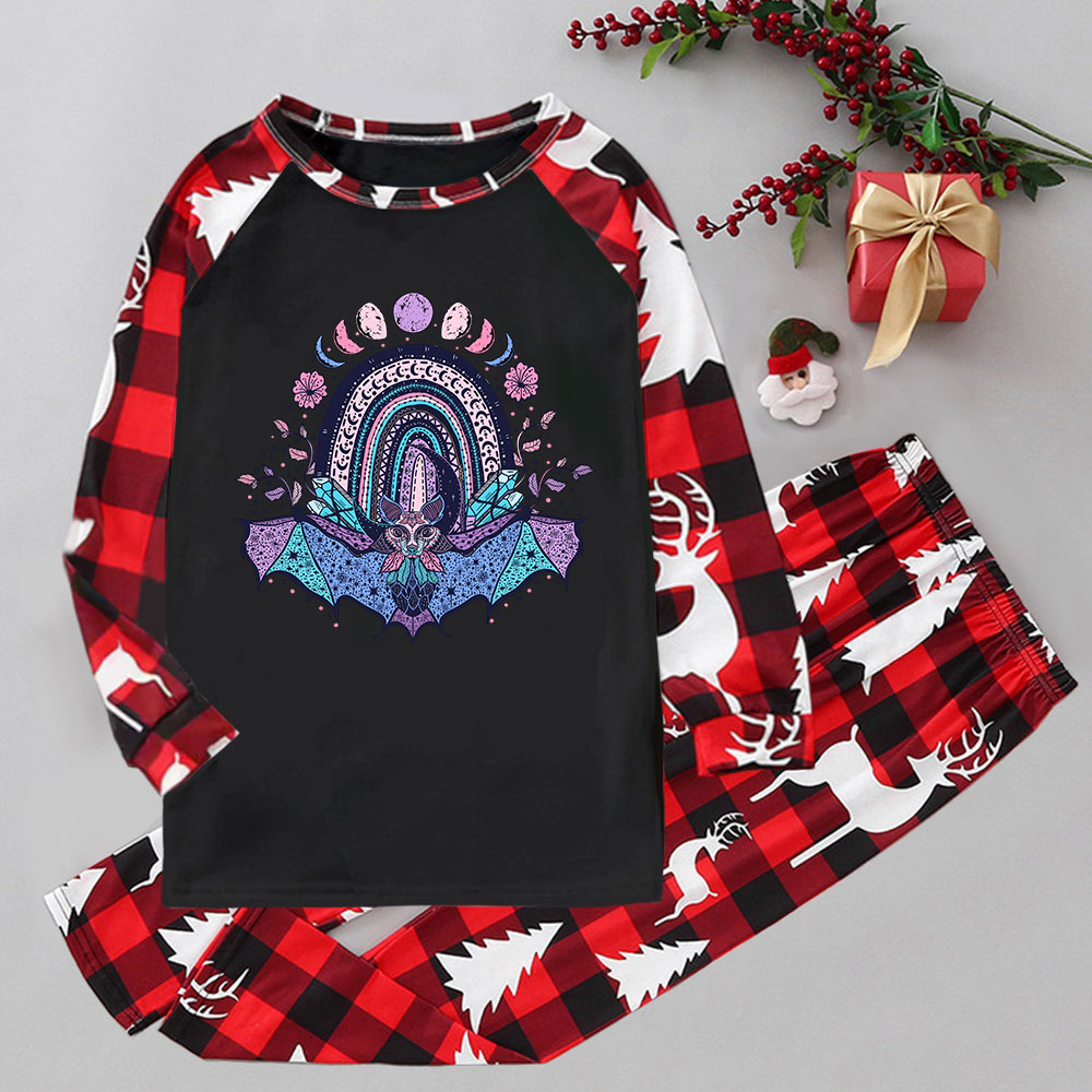 Purplehecate Moon Phase Bat Elk Christmas Pajamas