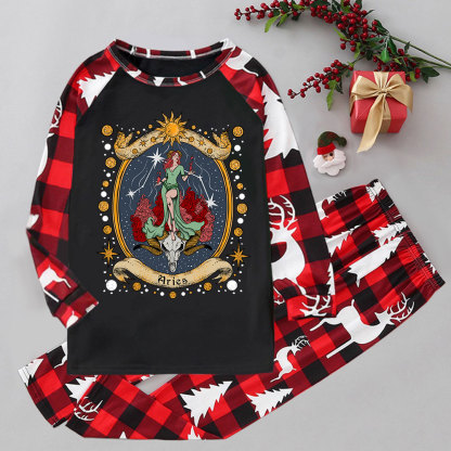 Purplehecate Celestial Aries Zodiac Elk Christmas Pajamas