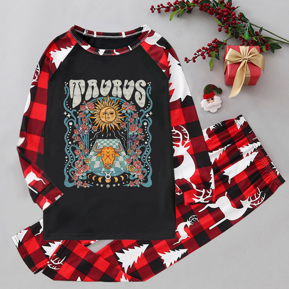 Purplehecate Taurus Spirit Zodiac Elk Christmas Pajamas
