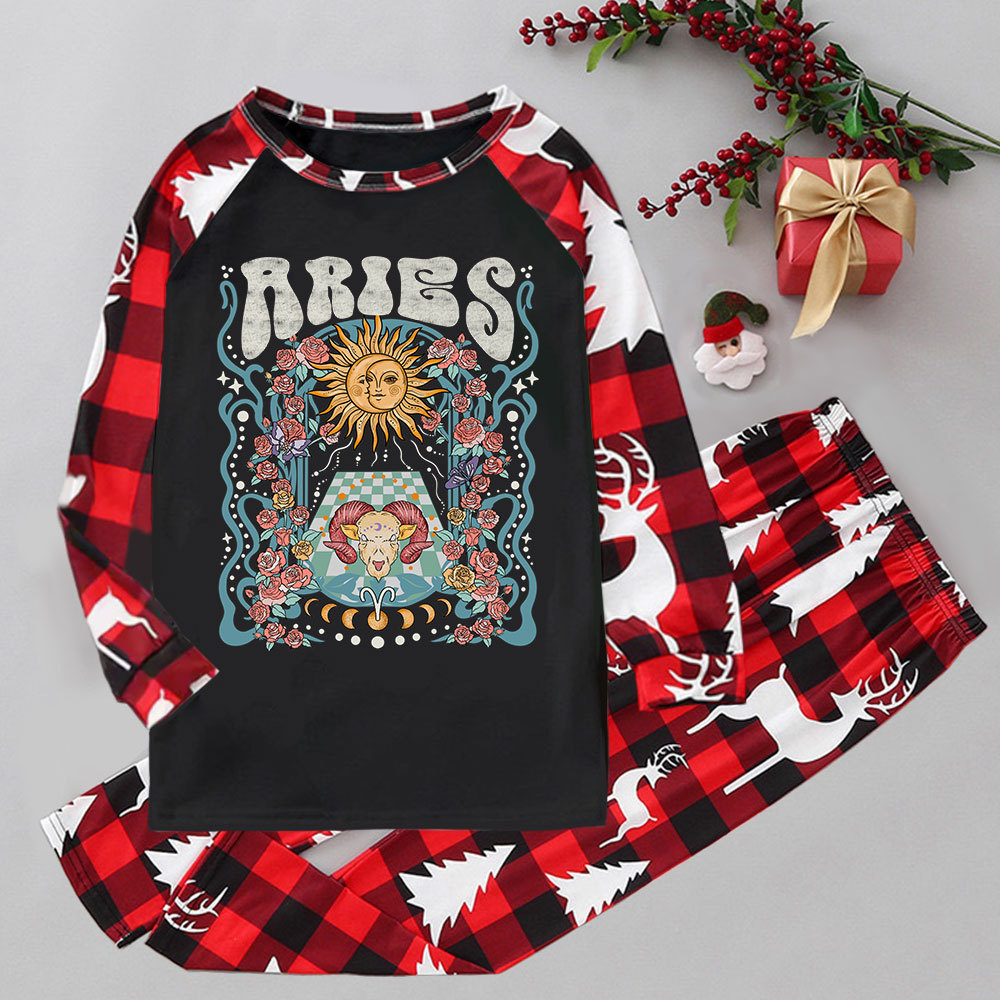 Purplehecate Aries Spirit Zodiac Elk Christmas Pajamas