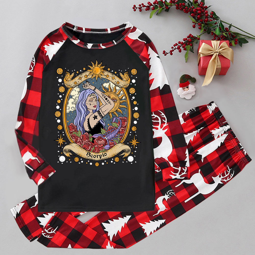 Purplehecate Scorpio Radiance Zodiac Elk Christmas Pajamas