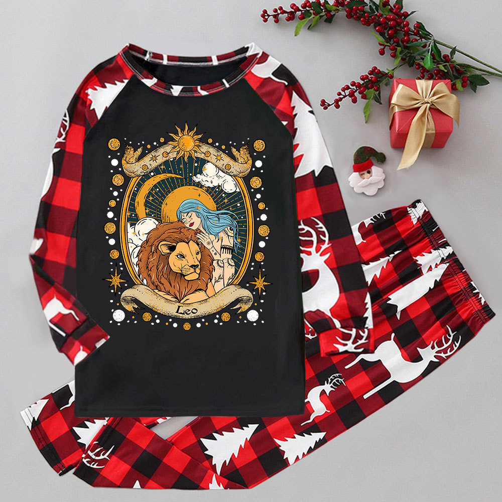 Purplehecate Leo Radiance Zodiac Elk Christmas Pajamas