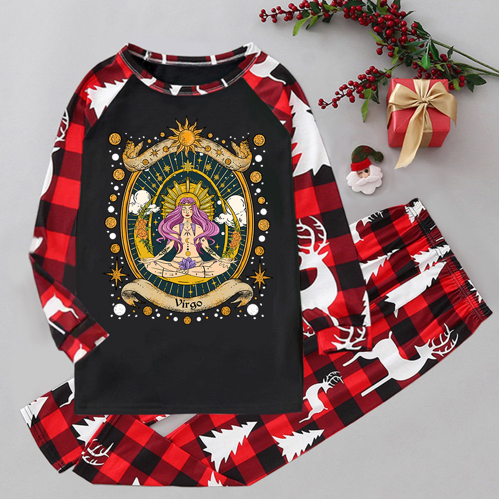 Purplehecate Virgo Radiance Zodiac Elk Christmas Pajamas