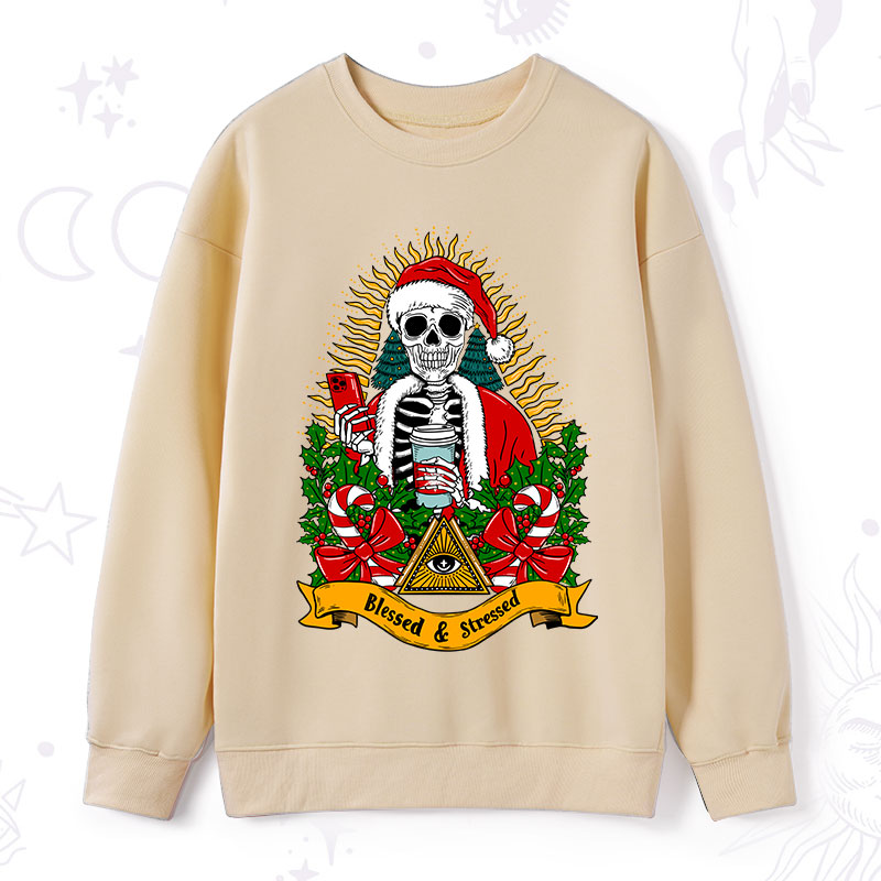 Purplehecate Christmas Blessed And Stressed Sweatshirt