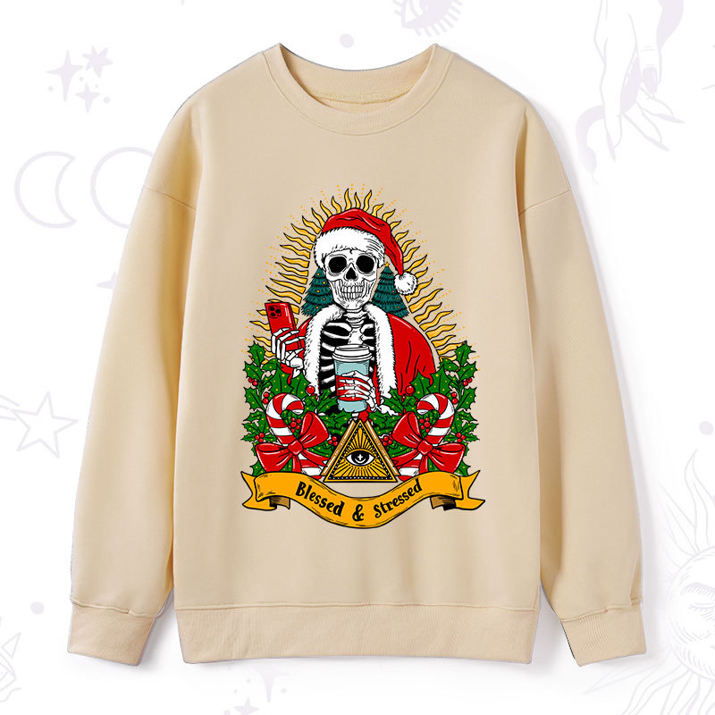 Purplehecate Christmas Blessed And Stressed Sweatshirt