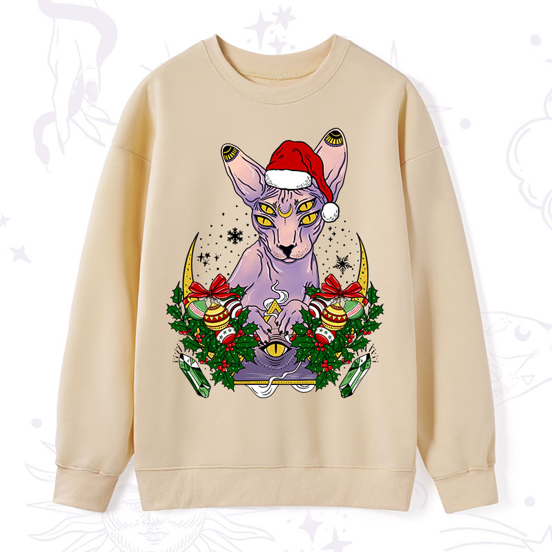 Purplehecate Christmas Moon Phase Cat Sweatshirt