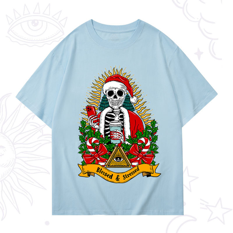 Purplehecate Christmas Blessed And Stressed T-Shirt